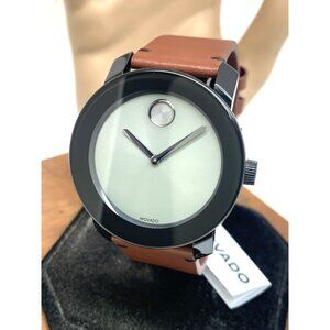 Movado Men's Watch 3600442 Bold Swiss Quartz Gray Dial 42mm Brown Leather Strap